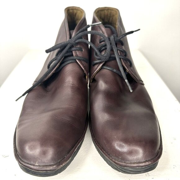 Fly London Womens Boots Leather Ankle Wedge Heel Lace-Up Burgundy 39 US 8-8.5 - Picture 2 of 13